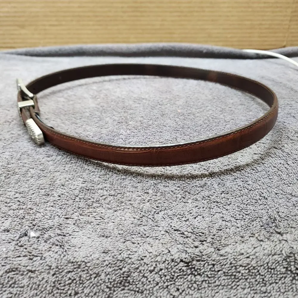Brighton leather belt brown with Silver buckle EUC 4B4OZ Large-34 b50